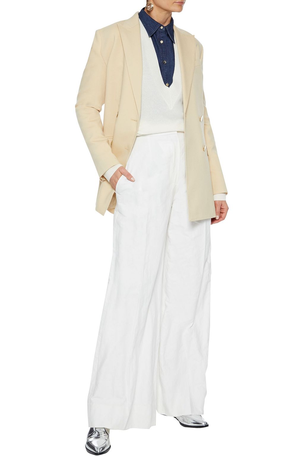 BRUNELLO CUCINELLI Crinkled cotton-blend wide-leg pants