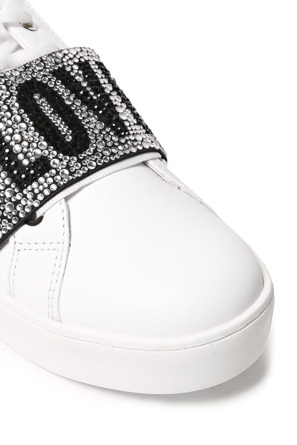 LOVE MOSCHINO Crystal-embellished leather sneakers