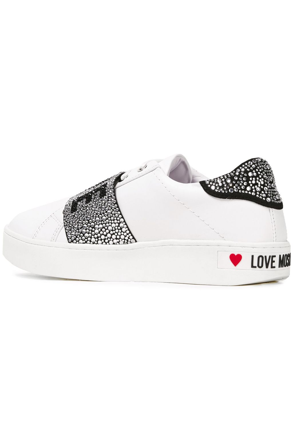 LOVE MOSCHINO Crystal-embellished leather sneakers