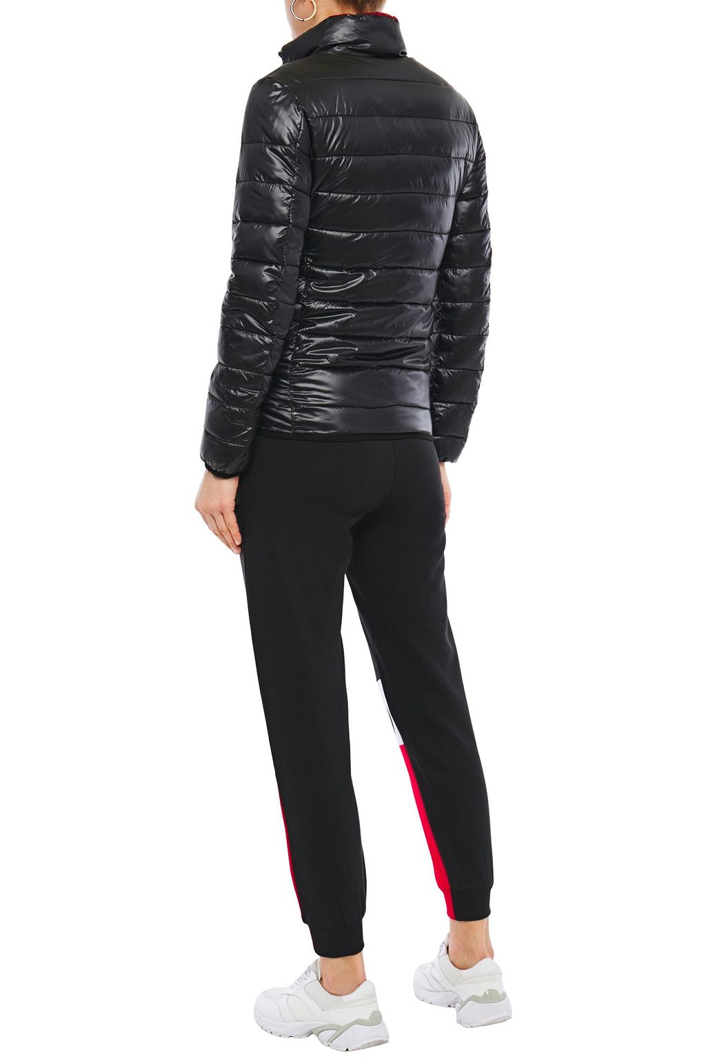 LOVE MOSCHINO Printed color-block French cotton-terry track pants