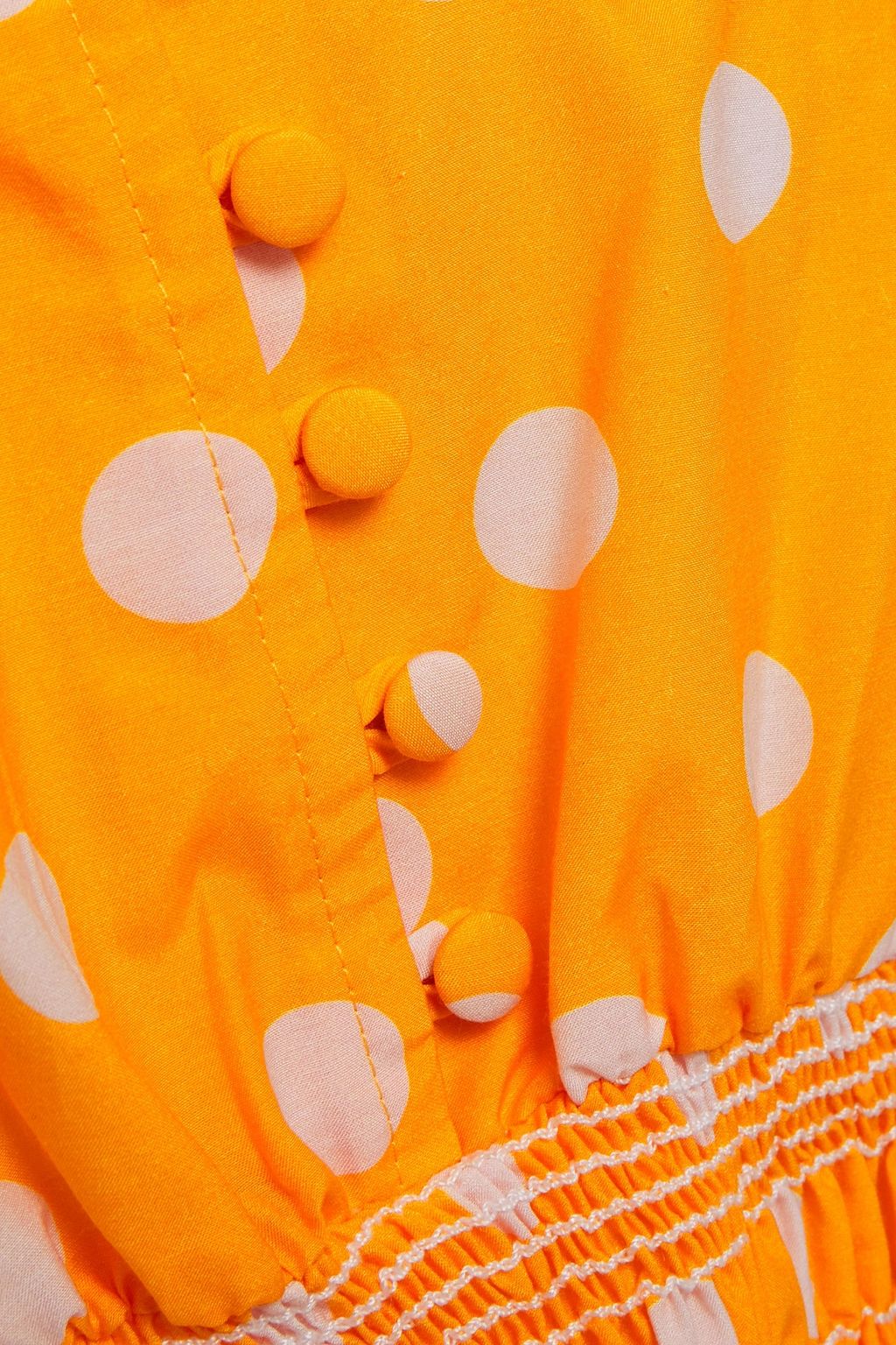 NICHOLAS Cropped shirred polka-dot cotton and silk-blend top