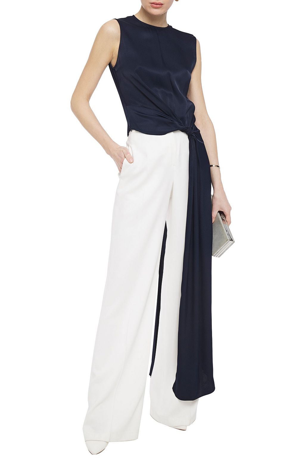 LES HÉROÏNES BY VANESSA COCCHIARO Twisted draped satin-crepe top