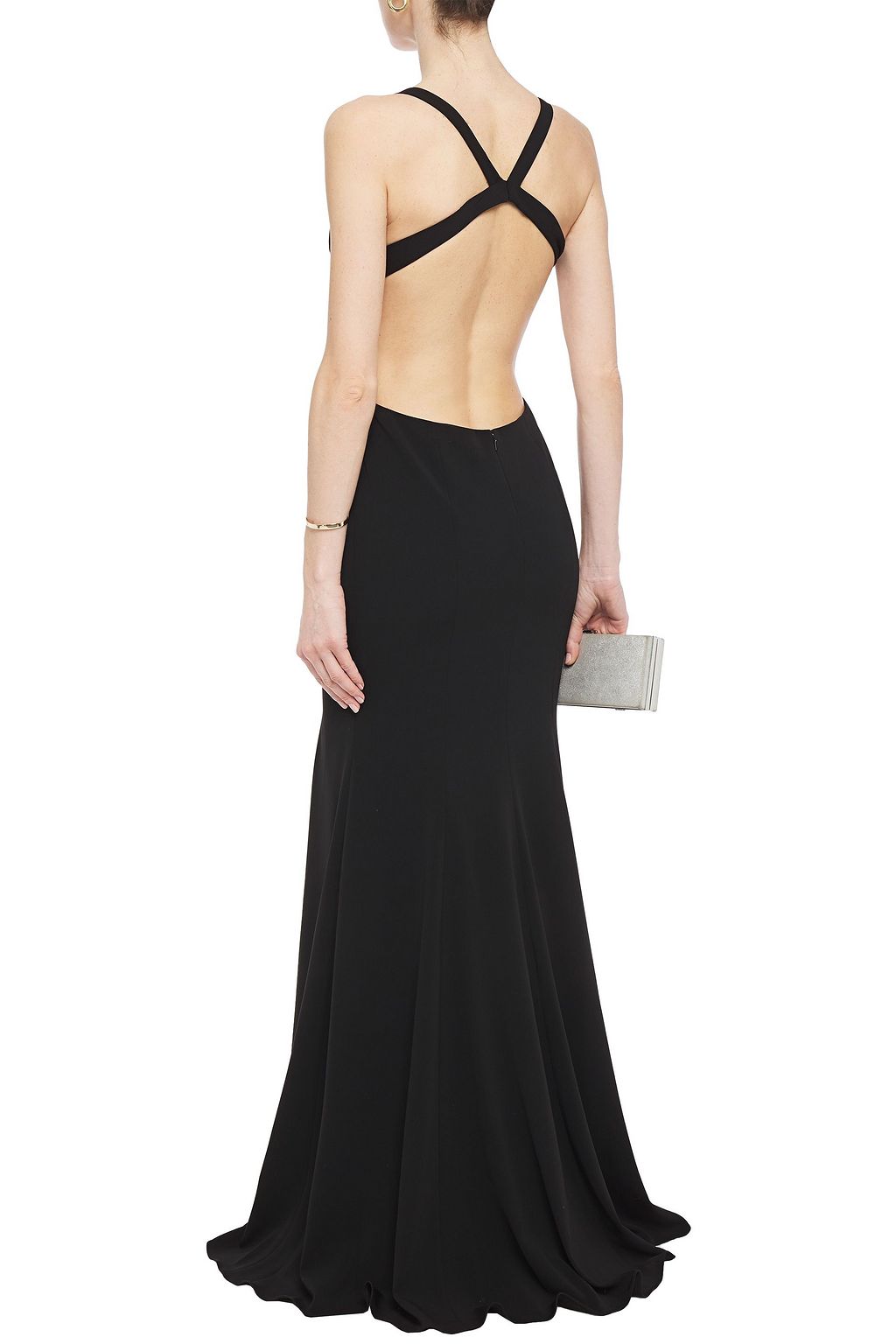 jay godfrey cameo high neck crepe gown