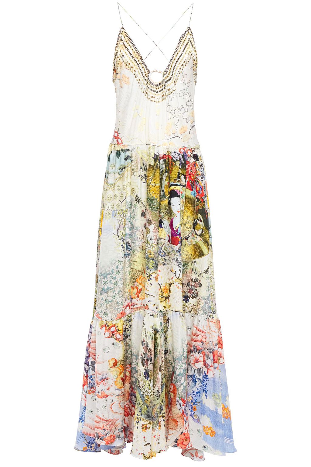 CAMILLA Lady Labyrinth embellished printed silk-jacquard maxi dress ...