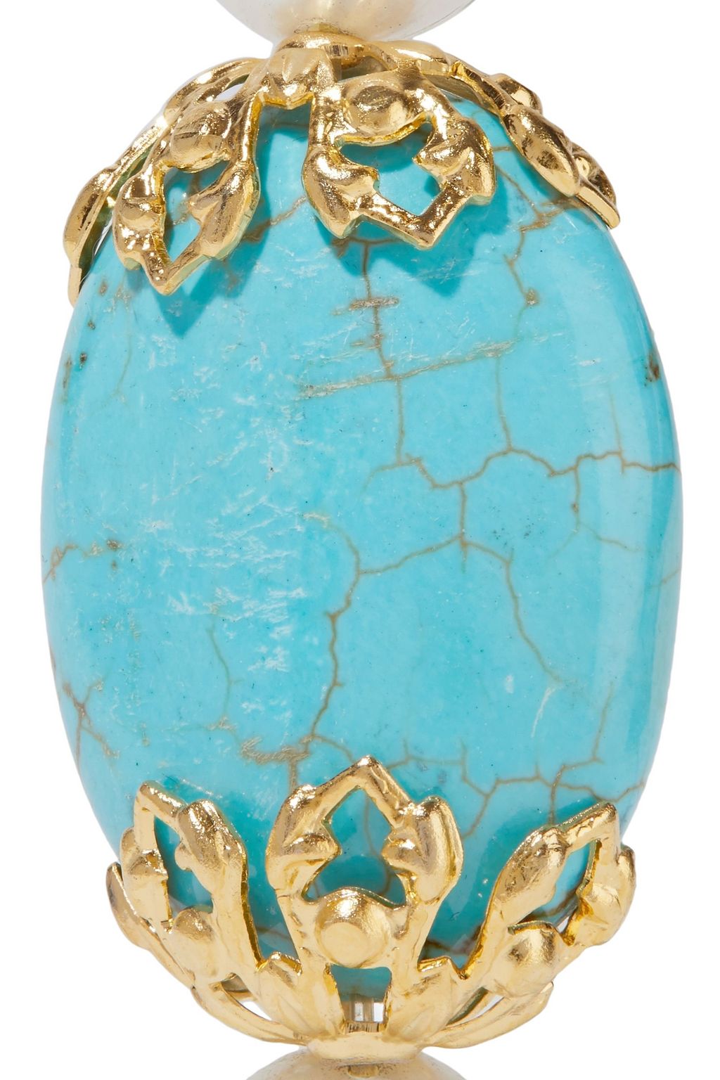 BOUNKIT Gold-tone, pearl and turquoise bracelet