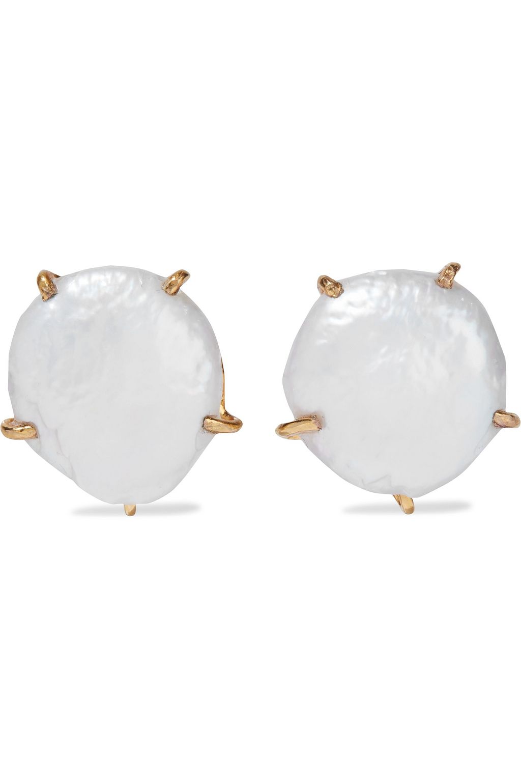 BOUNKIT Convertible 14-karat gold-plated pearl and sunstone earrings