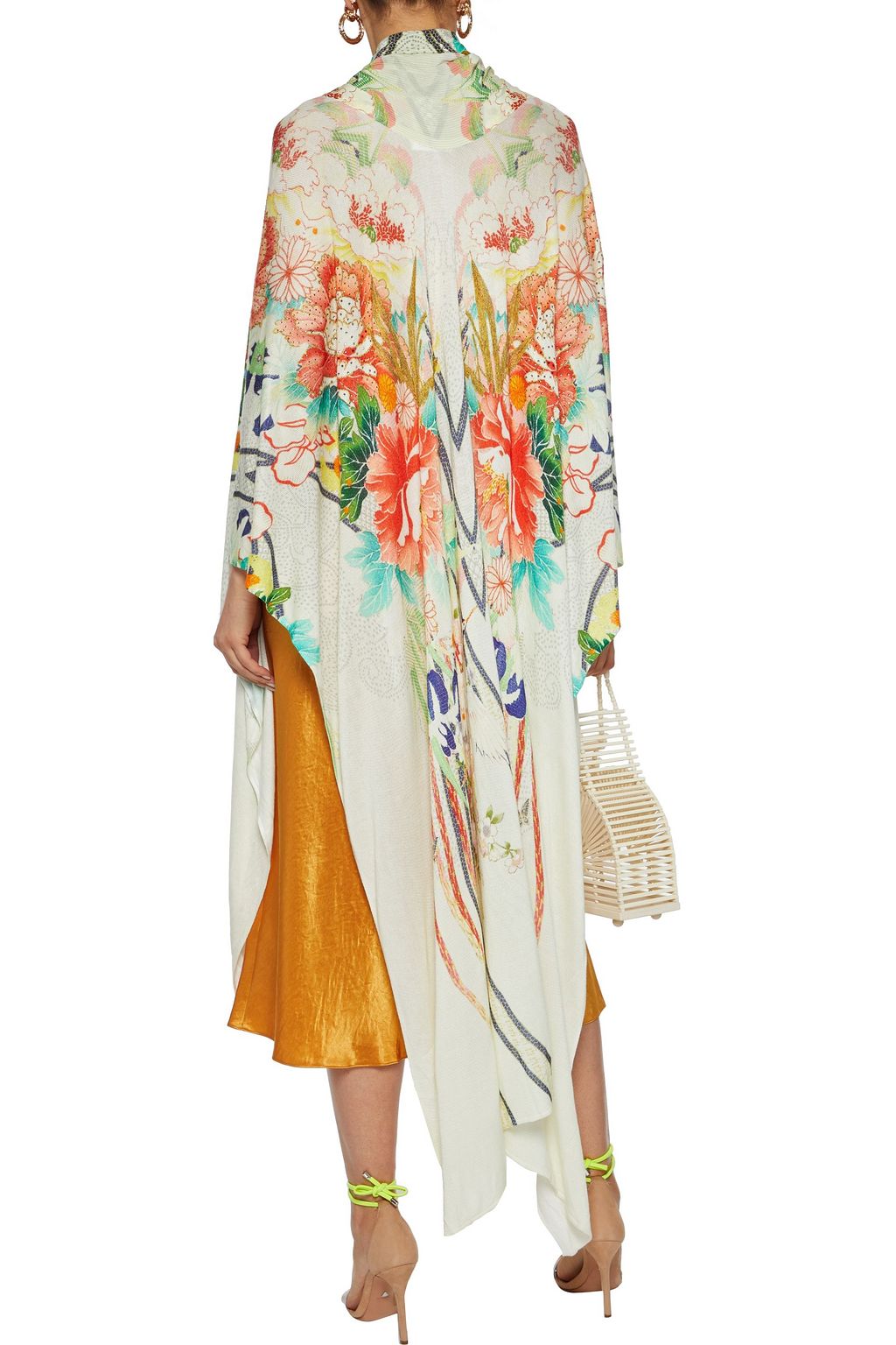 CAMILLA Printed silk crepe de chine-trimmed stretch-knit coverup