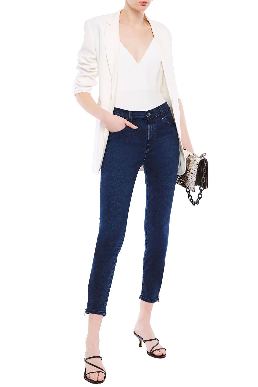 J BRAND Distressed high-rise skinny jeans