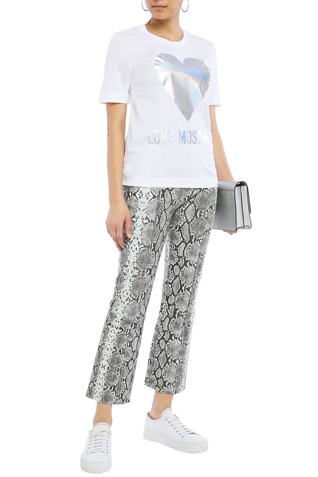 LOVE MOSCHINO Iridescent printed cotton-jersey T-shirt