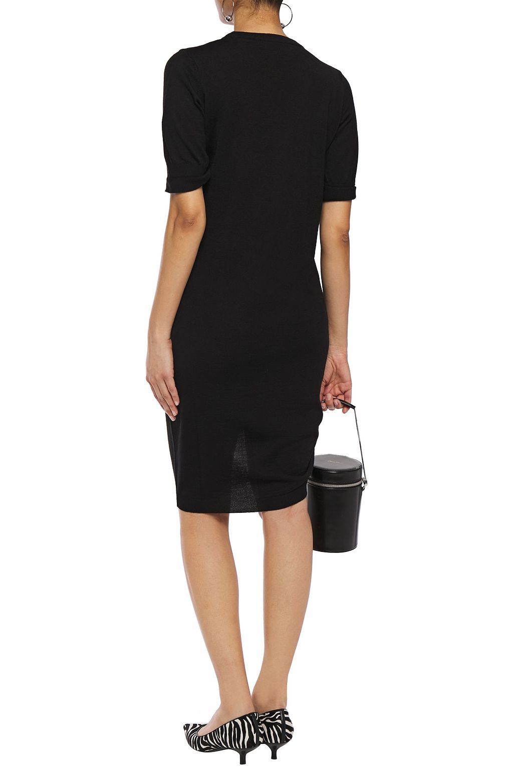 LOVE MOSCHINO Asymmetric ruched wool-blend dress