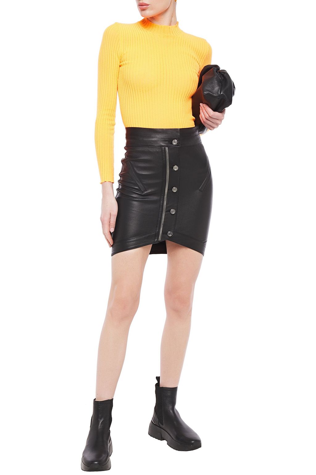 RTA Zip-embellished leather mini skirt