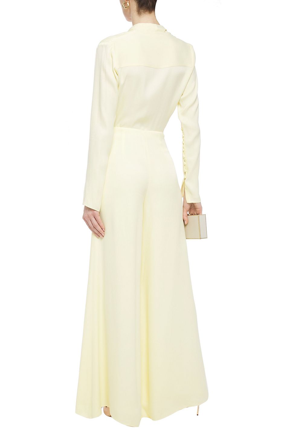 yellow satin jumpsuit