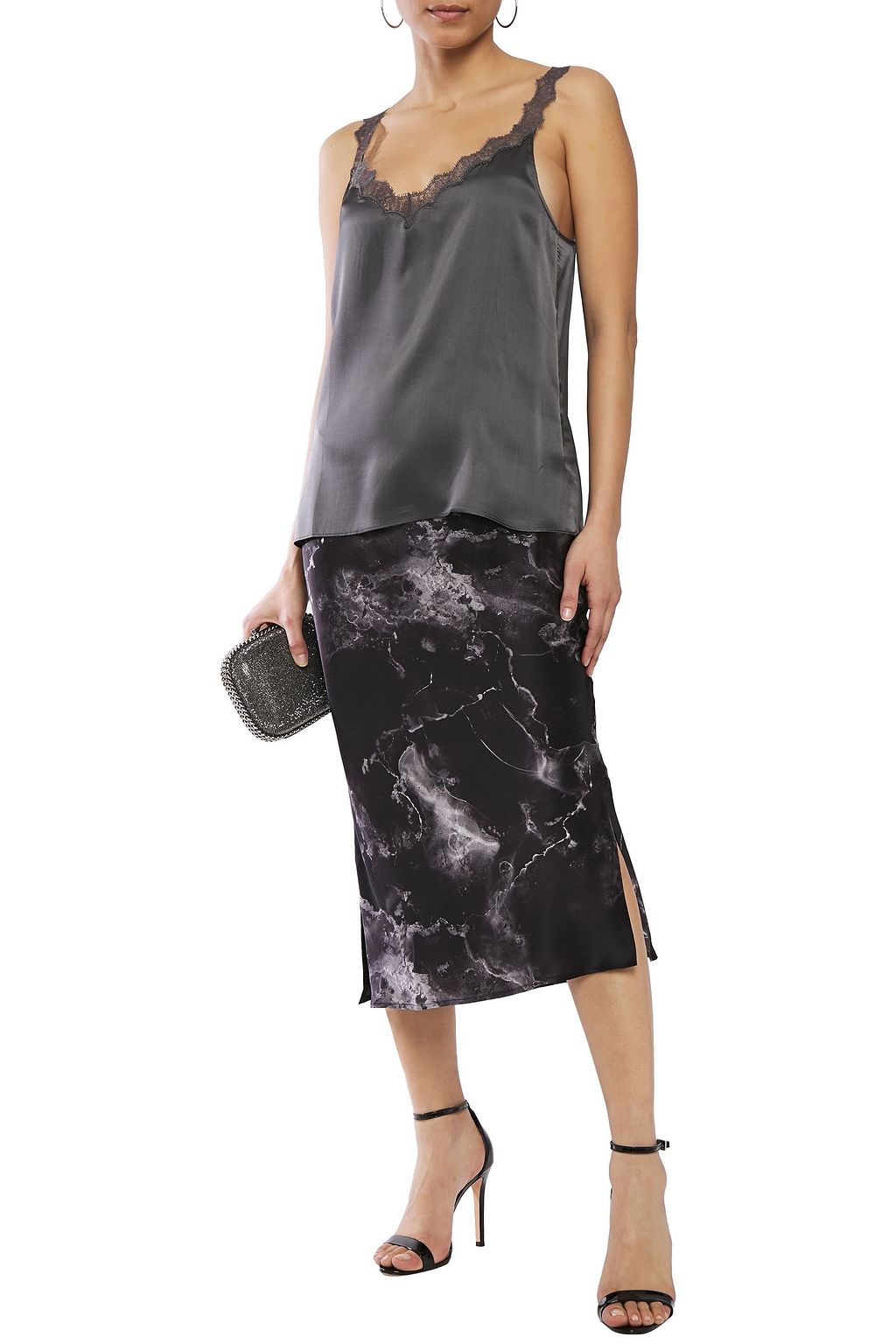 CAMI NYC Jessica floral-print silk-satin midi skirt