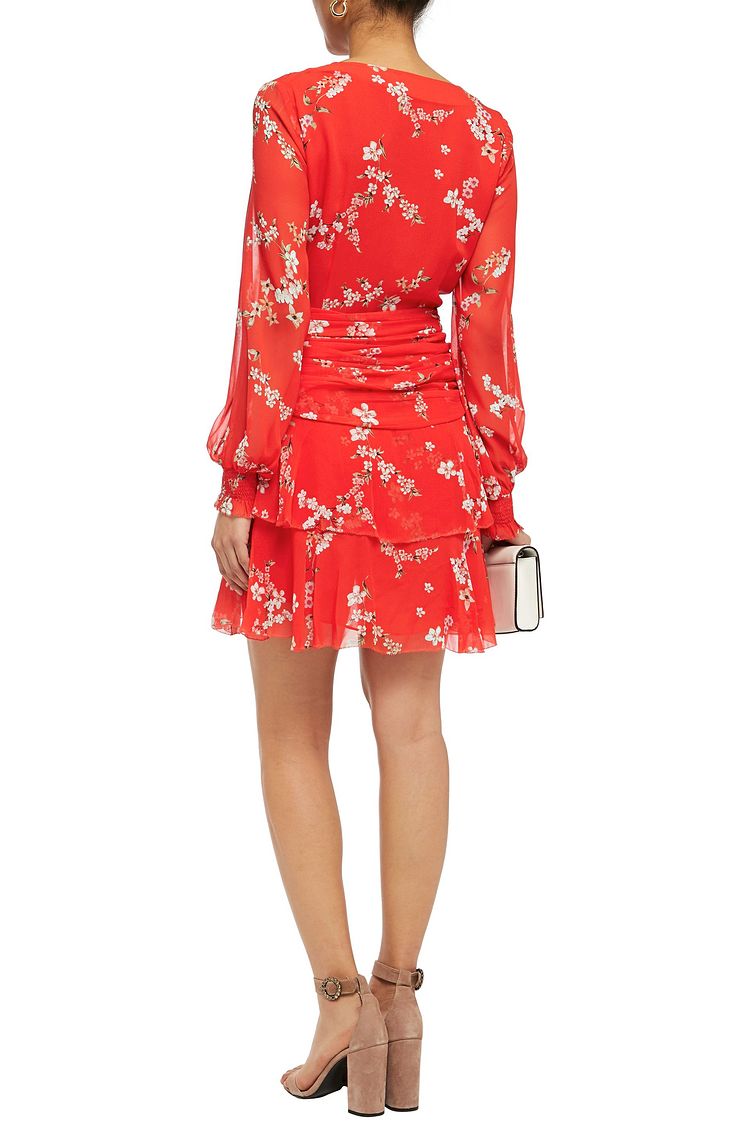 ruched chiffon mini dress