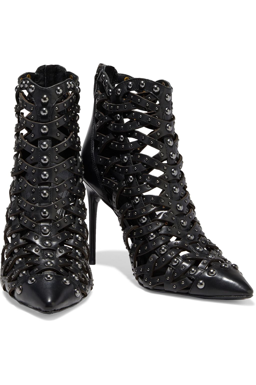 ALICE + OLIVIA Reiy studded woven leather ankle boots