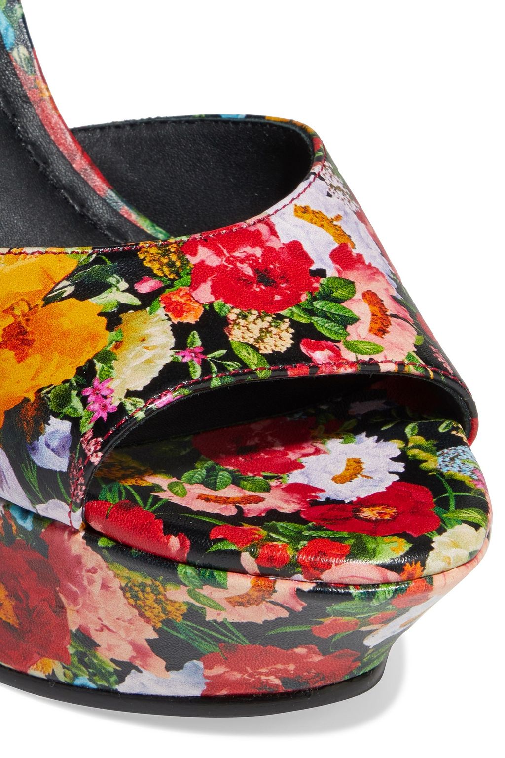 ALICE + OLIVIA Jana floral-print leather wedge sandals
