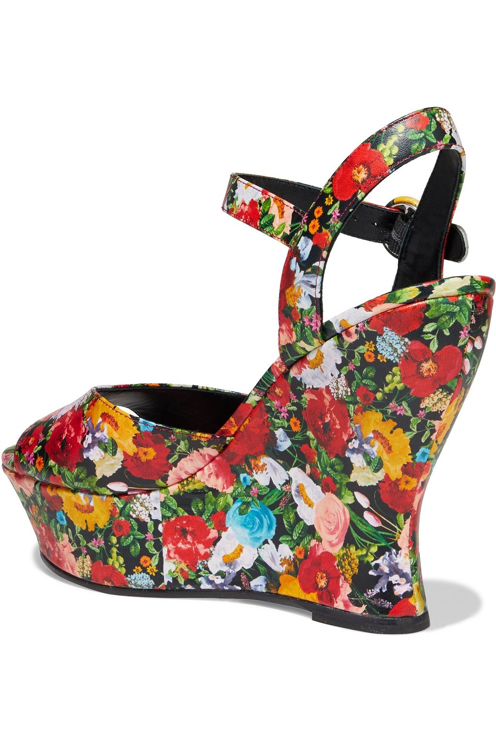 ALICE + OLIVIA Jana floral-print leather wedge sandals