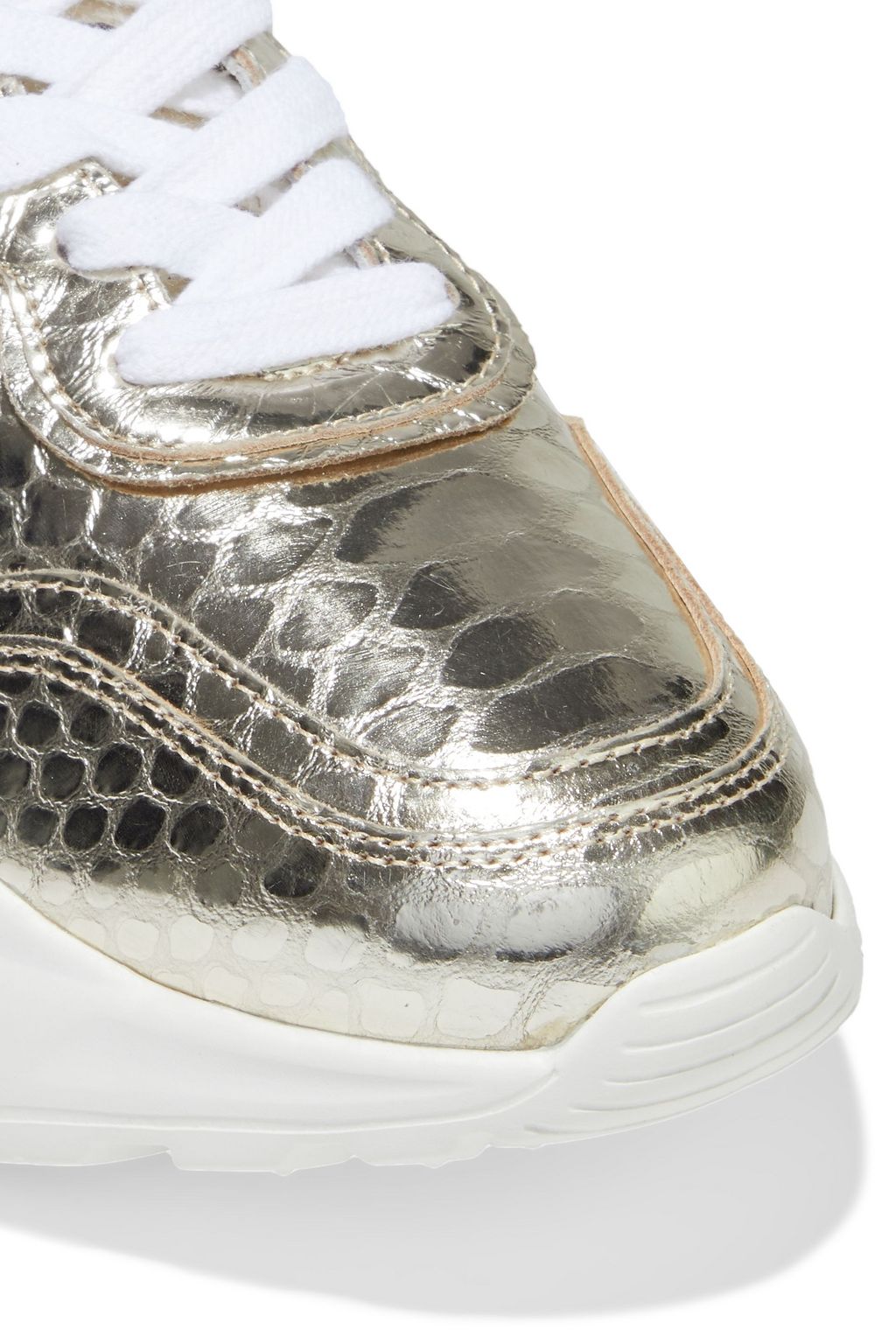ALICE + OLIVIA Claudine appliquéd metallic snake-effect leather sneakers