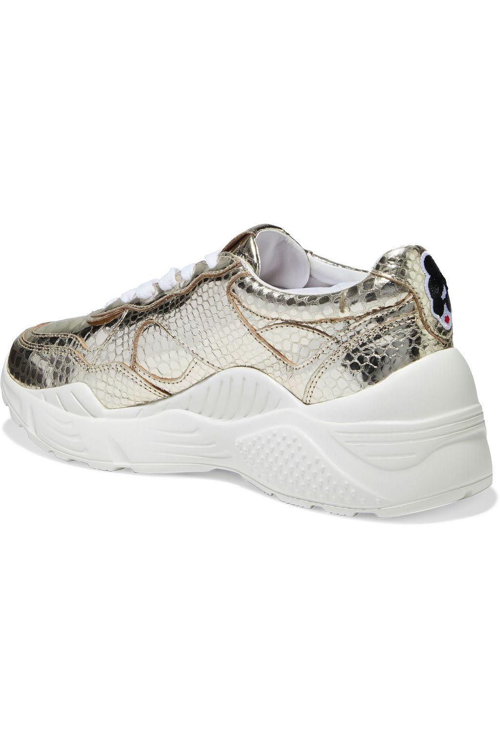 ALICE + OLIVIA Claudine appliquéd metallic snake-effect leather sneakers