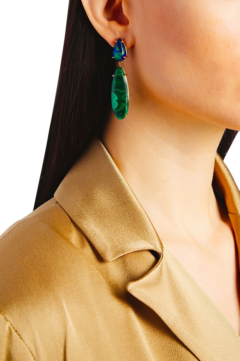 PAMELA LOVE Rain 18-karat gold malachite earrings