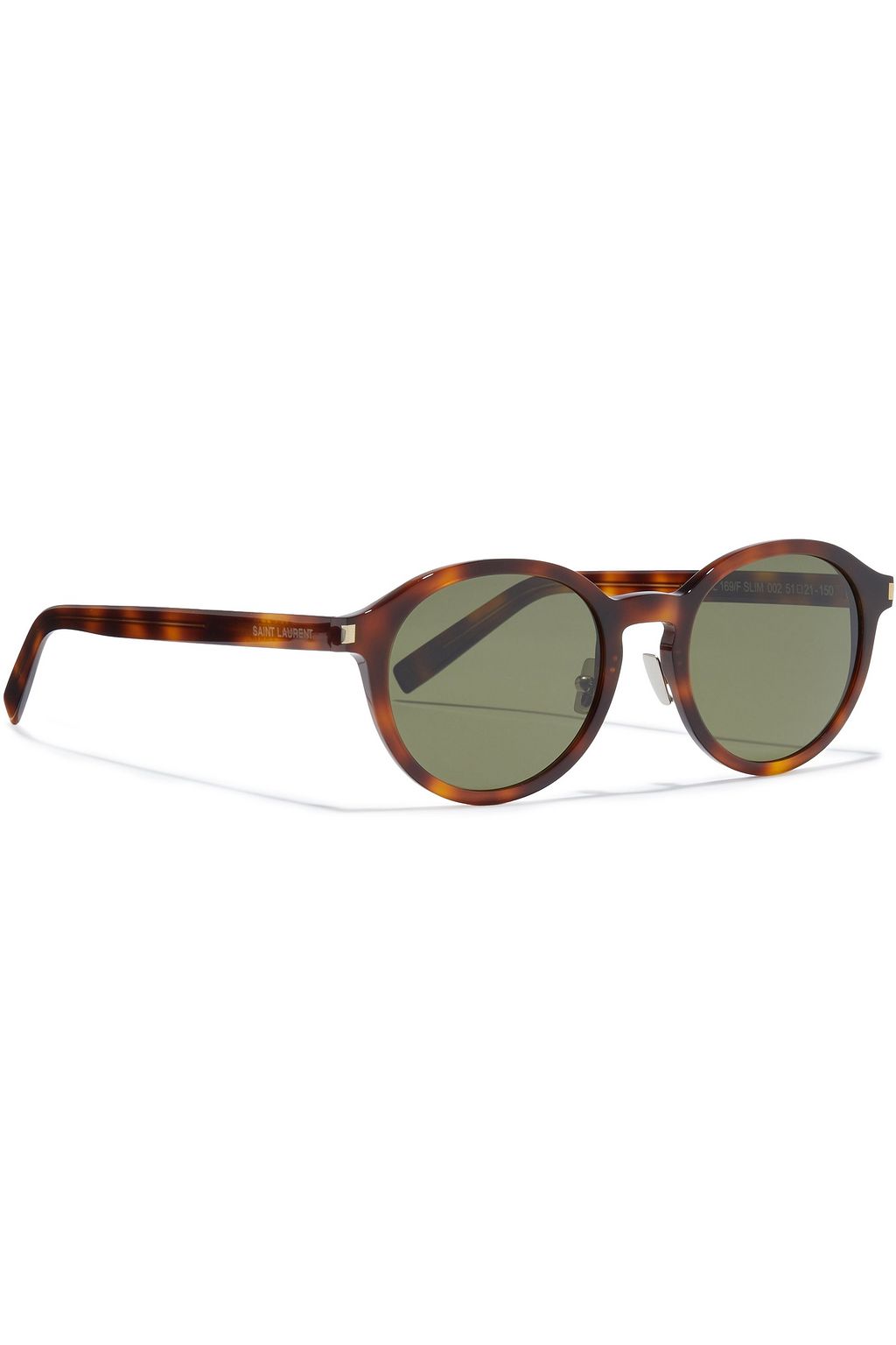 SAINT LAURENT Round-frame tortoiseshell acetate sunglasses