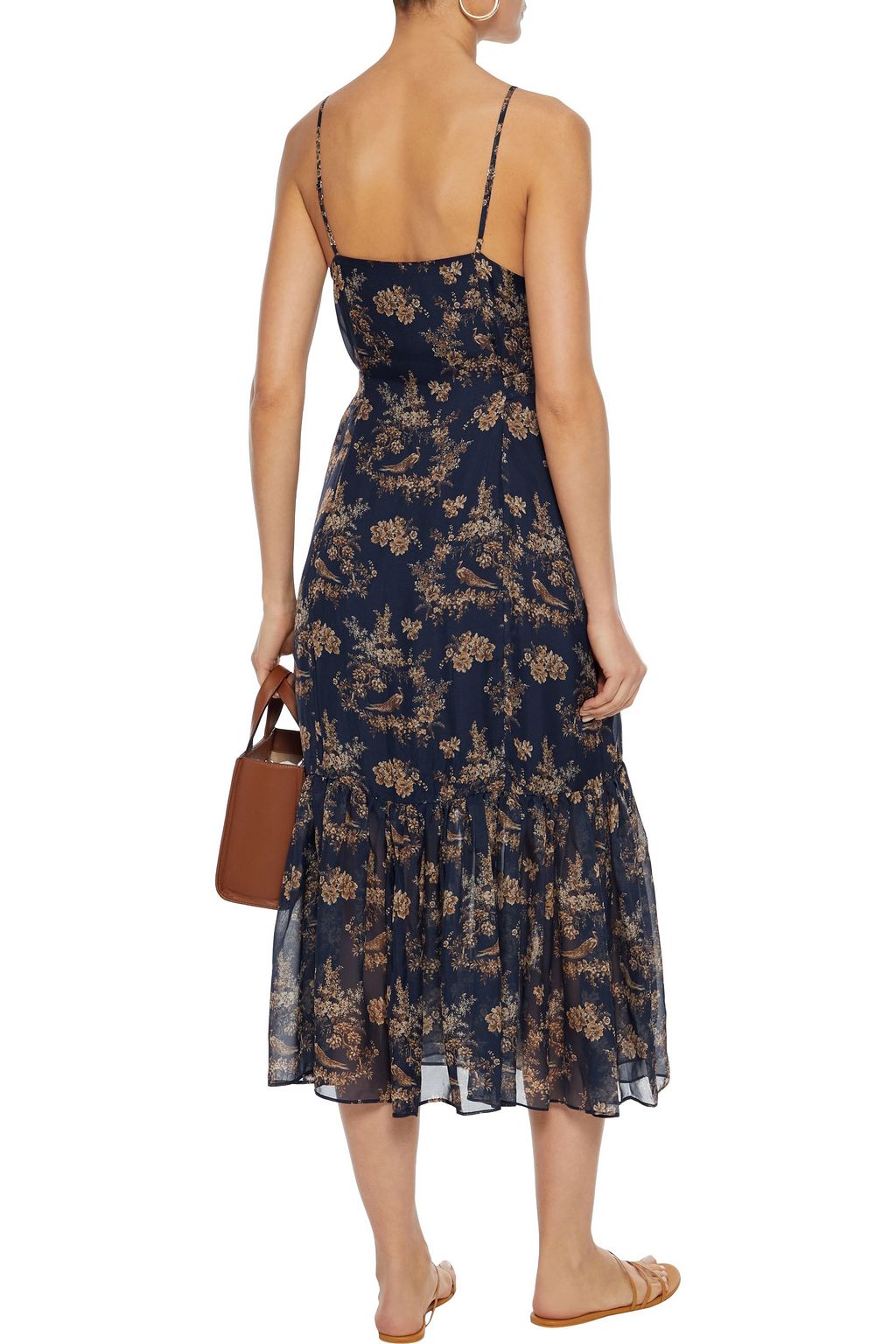 CAMI NYC The Laurel belted printed silk-chiffon midi slip dress