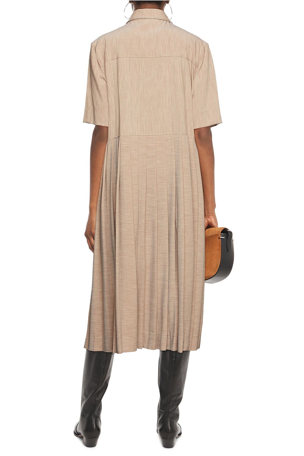 GANNI Pleated woven midi dress