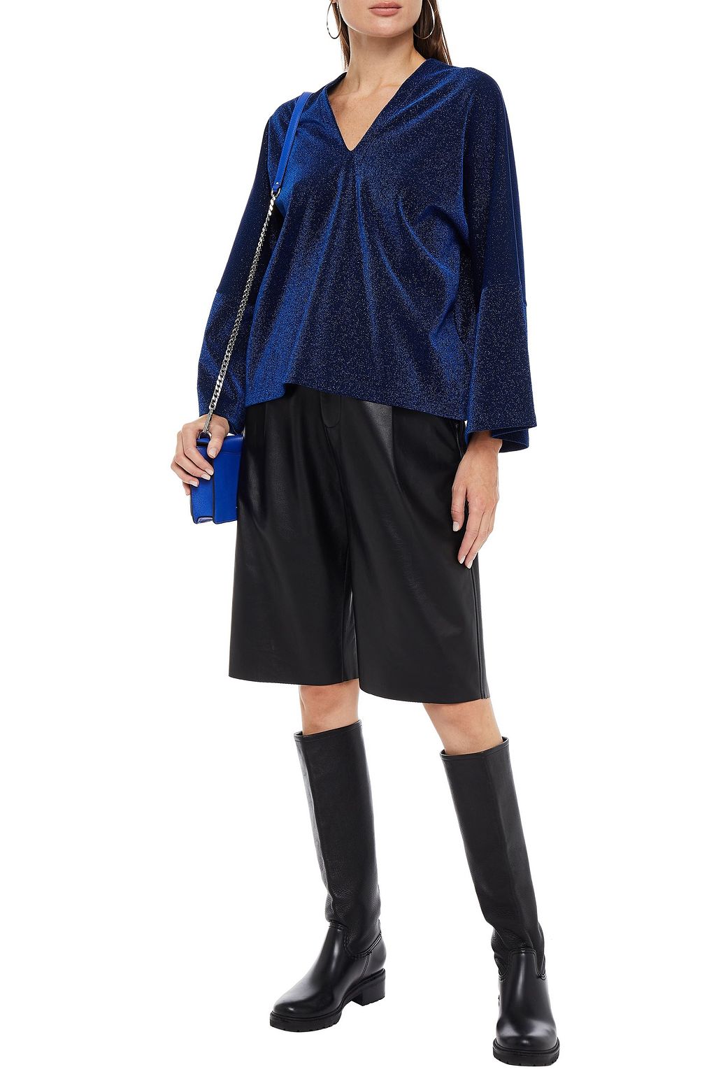 MM6 MAISON MARGIELA Oversized metallic cotton-blend crepe top