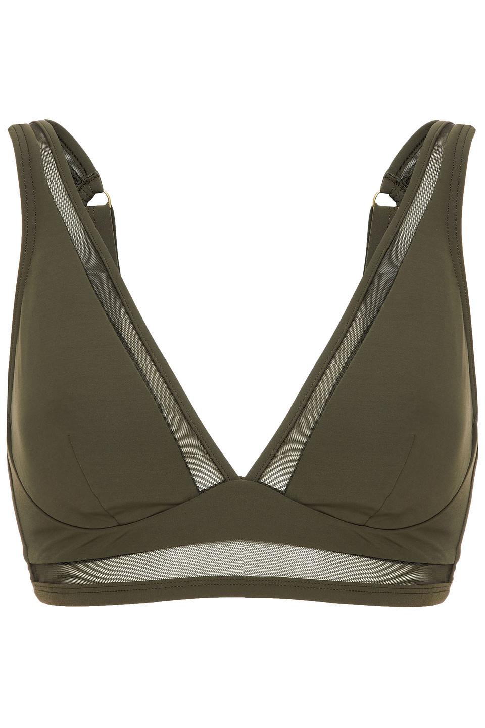Jets Australia By Jessika Allen Woman Mesh-trimmed Bikini Top Army Green Size 14