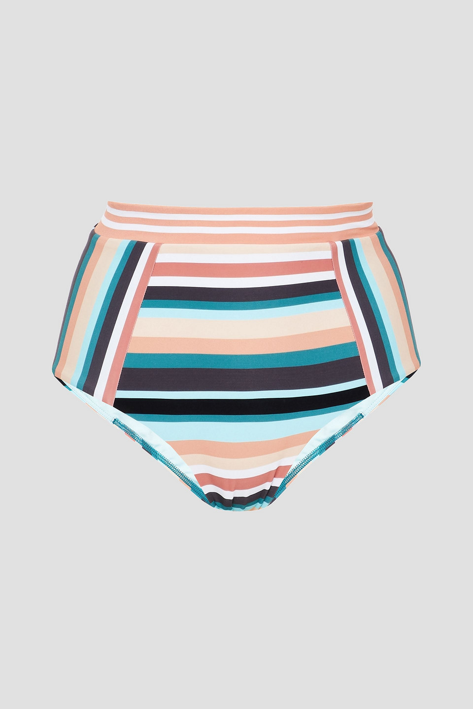 Jets Australia By Jessika Allen Woman Striped High-rise Bikini Briefs White Size 16