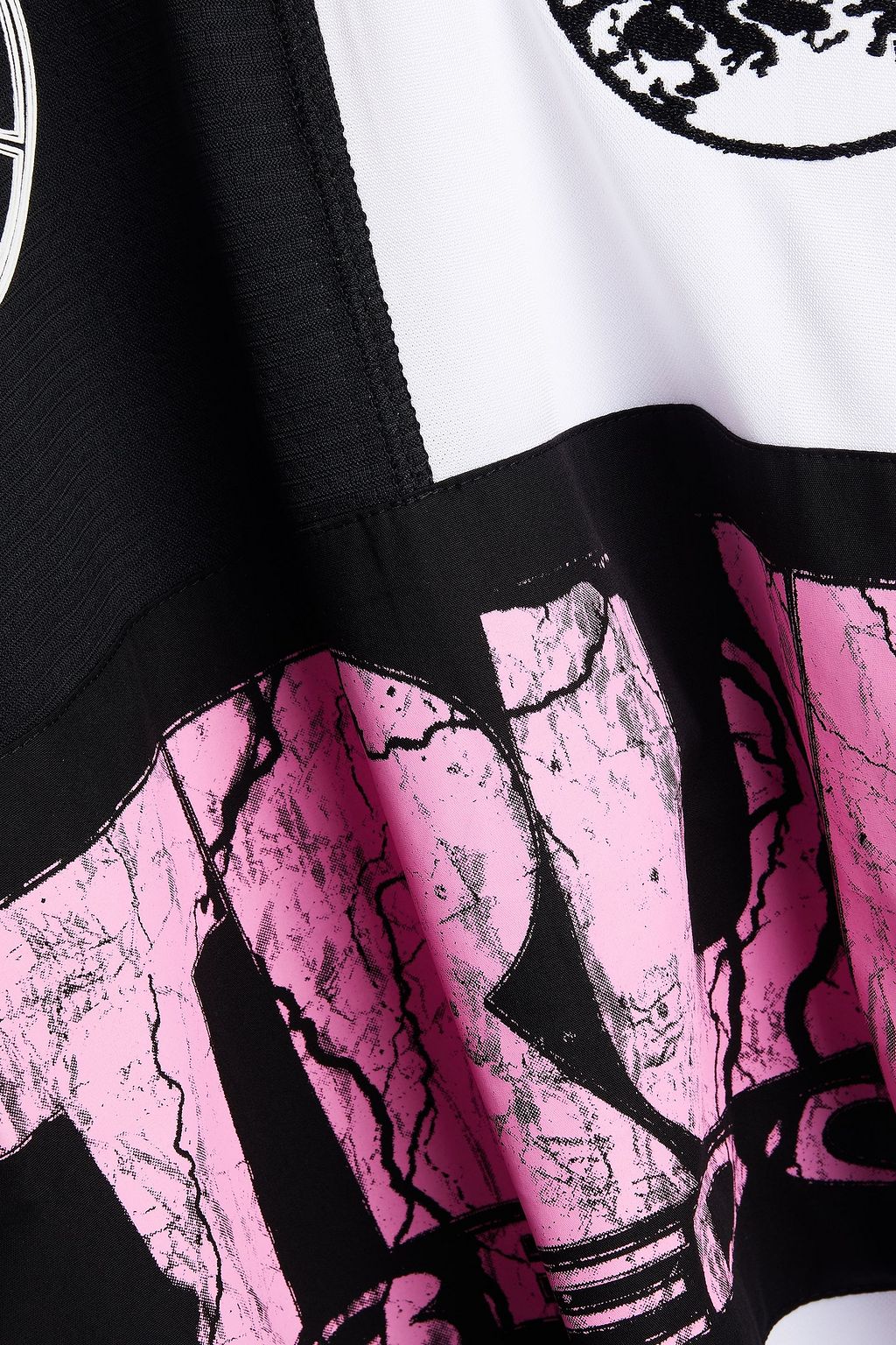 MCQ ALEXANDER MCQUEEN Mesh-paneled embroidered printed jersey T-shirt
