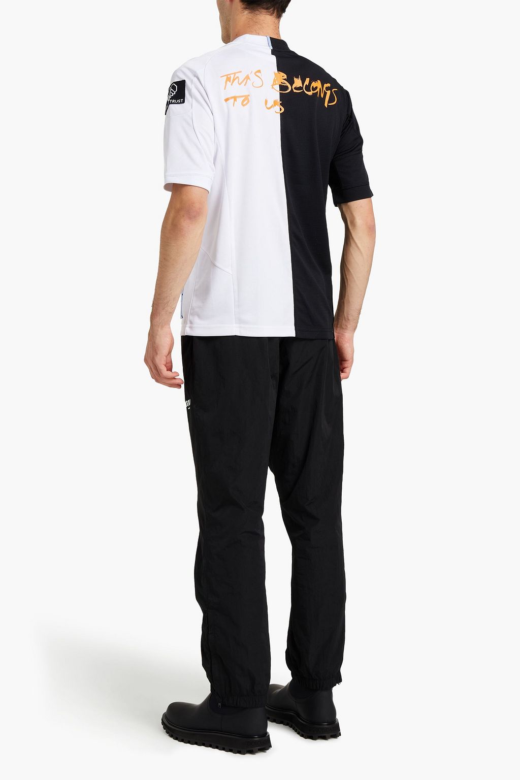 MCQ ALEXANDER MCQUEEN Mesh-paneled embroidered printed jersey T-shirt