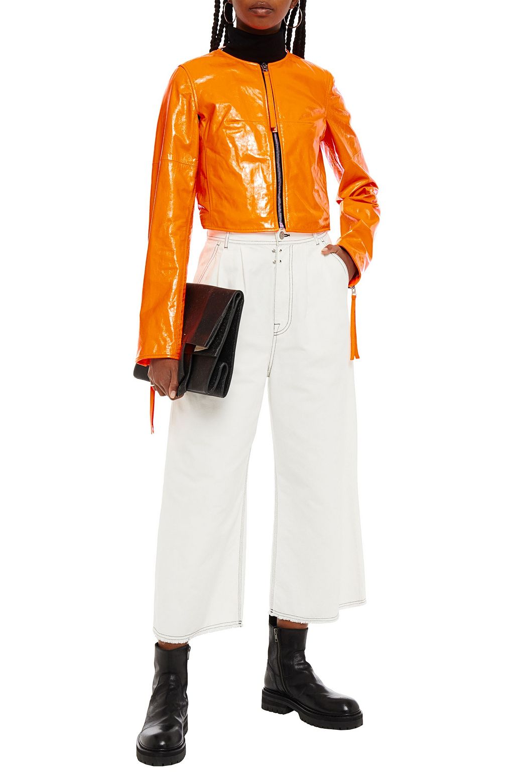 MM6 MAISON MARGIELA Cropped cracked patent-leather jacket