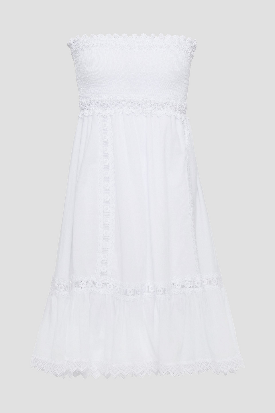 Charo Ruiz Ibiza Woman Strapless Shirred Cotton-blend Voile Mini Dress White Size M