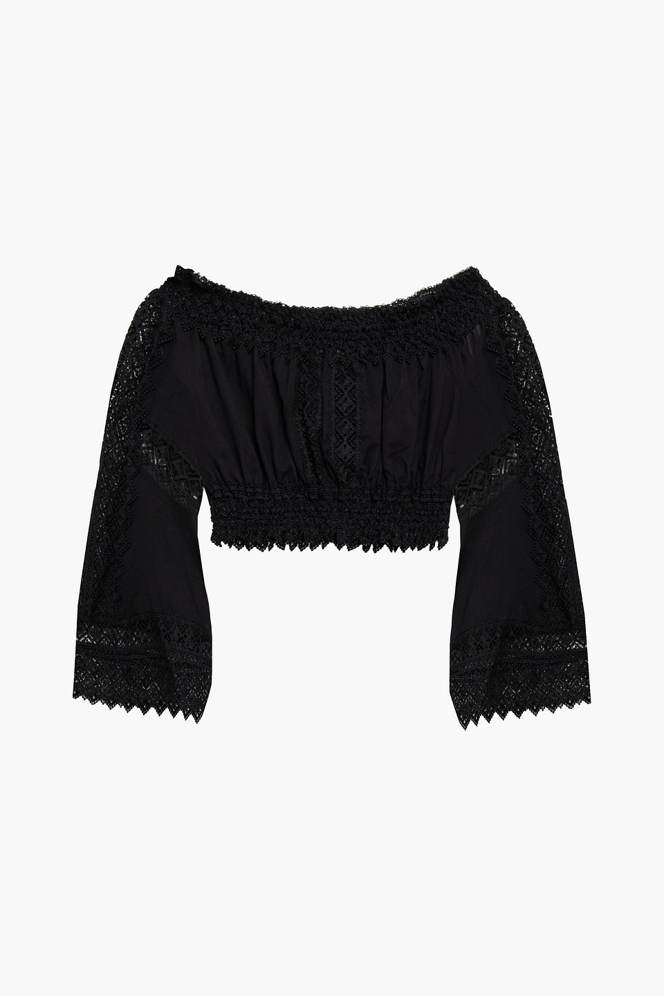 Charo Ruiz Ibiza Woman Atria Crocheted Lace-trimmed Cotton-blend Top Black Size XL