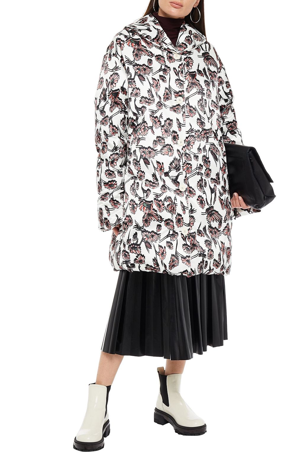 MM6 MAISON MARGIELA Oversized-Daunenmantel aus Satin mit floralem Print