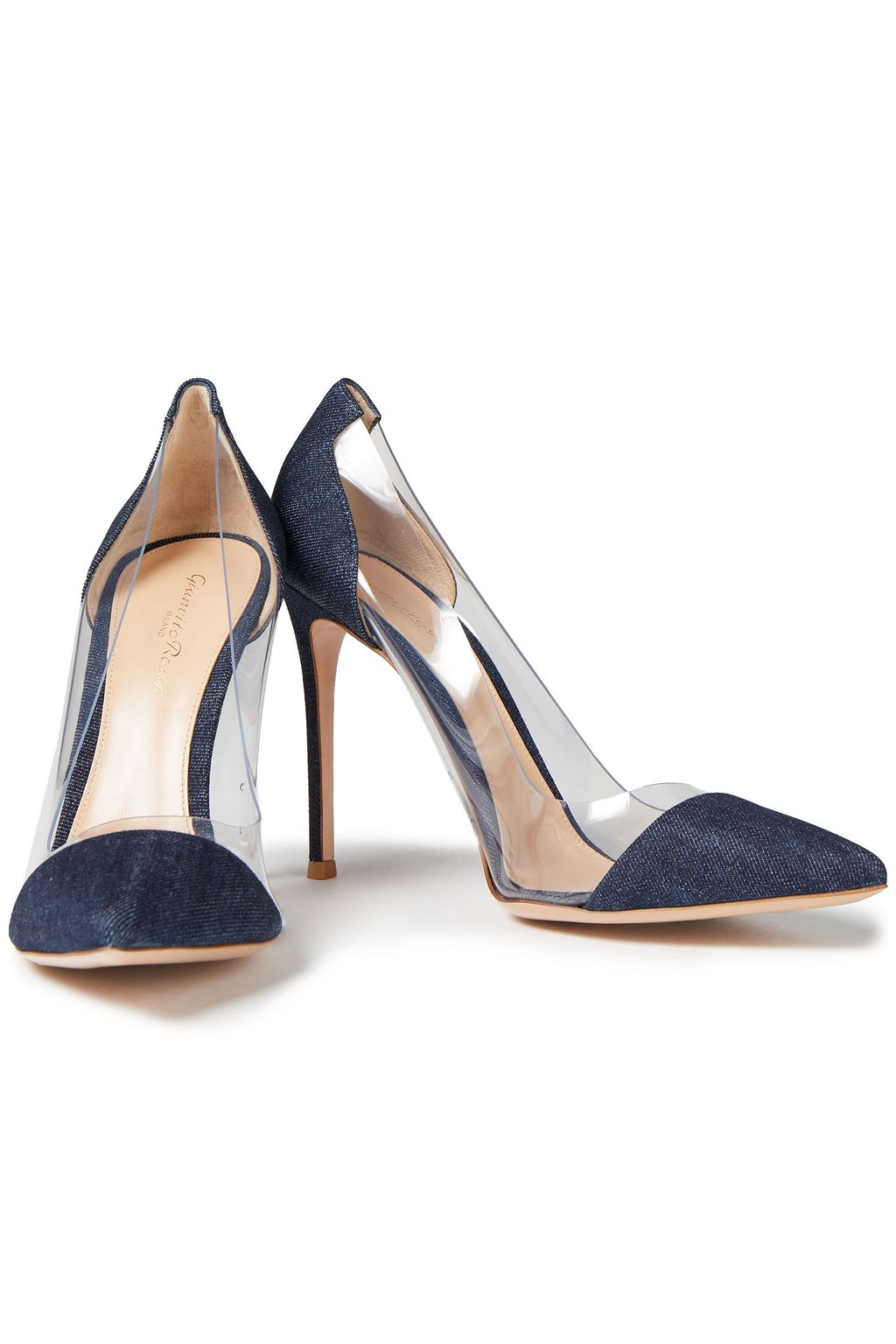 GIANVITO ROSSI Pumps aus Denim mit PVC-Einsatz