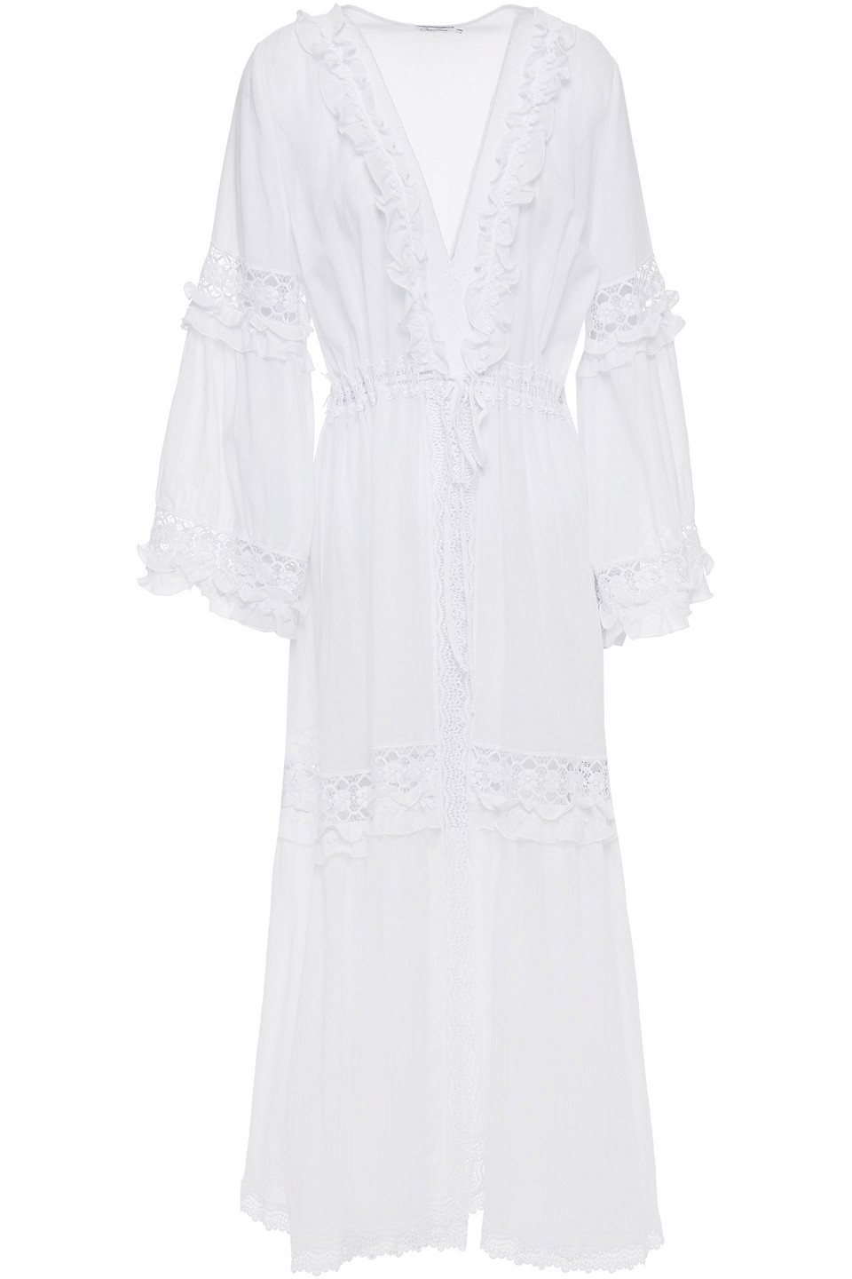Charo Ruiz Ibiza Woman Crocheted Lace-trimmed Cotton-blend Kimono White Size L