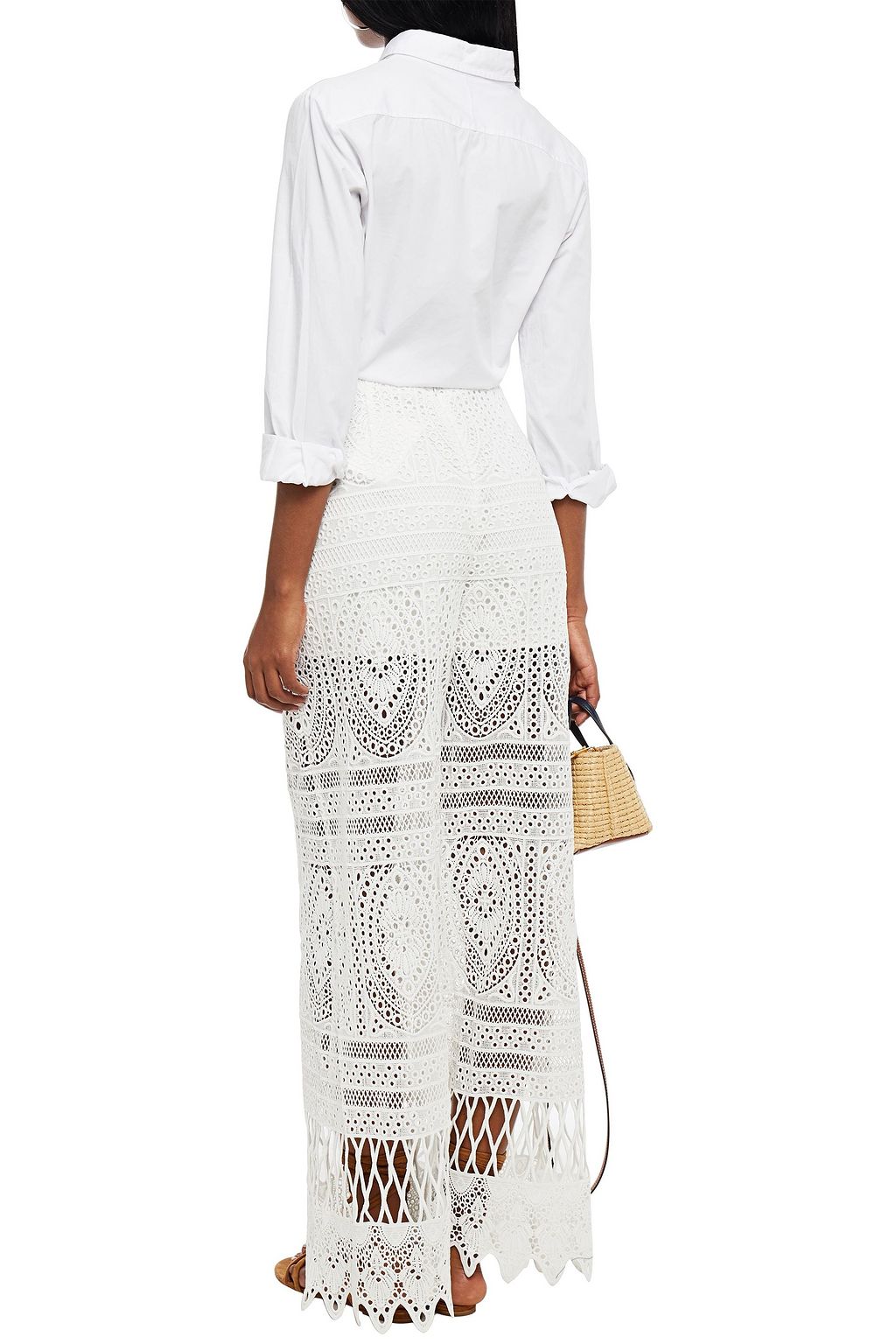 CHARO RUIZ IBIZA Broderie anglaise cotton-blend wide-leg pants