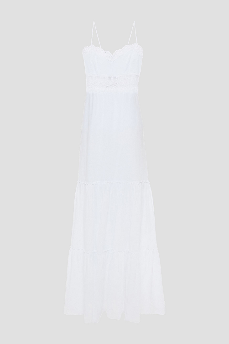 Charo Ruiz Ibiza Woman Tiered Crocheted Lace-trimmed Cotton-blend Maxi Dress White Size M