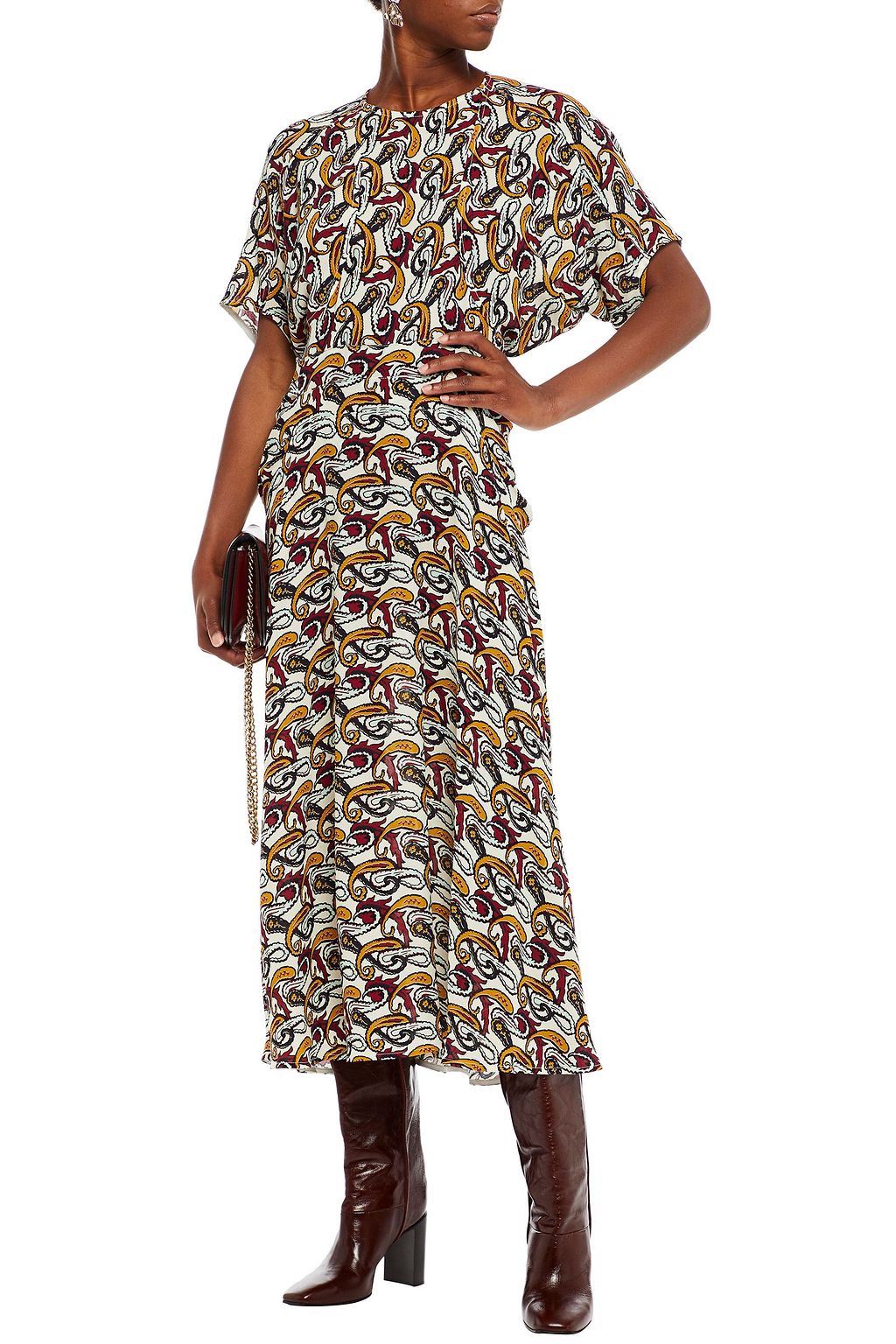 VICTORIA BECKHAM Printed crepe midi dress