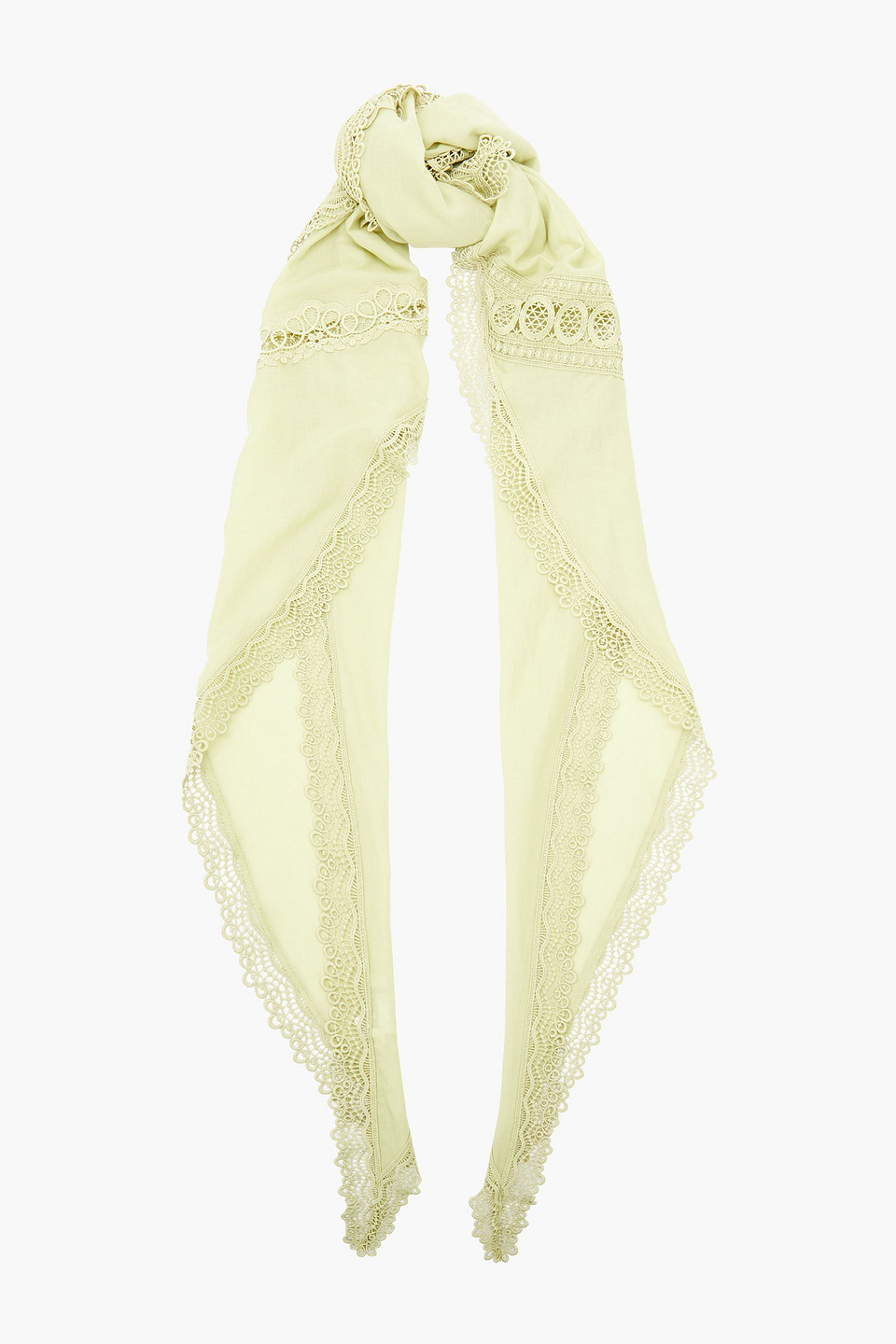 Charo Ruiz Ibiza Woman Guipure Lace-trimmed Cotton-blend Pareo Light Green Size ONESIZE