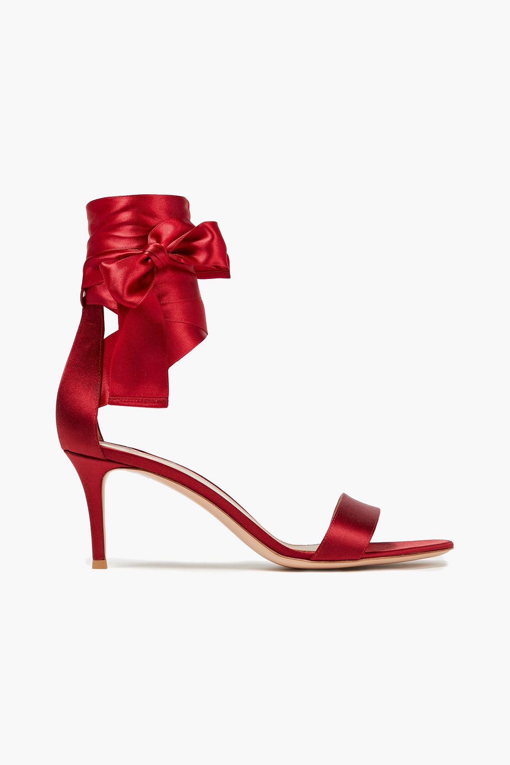 red satin sandals