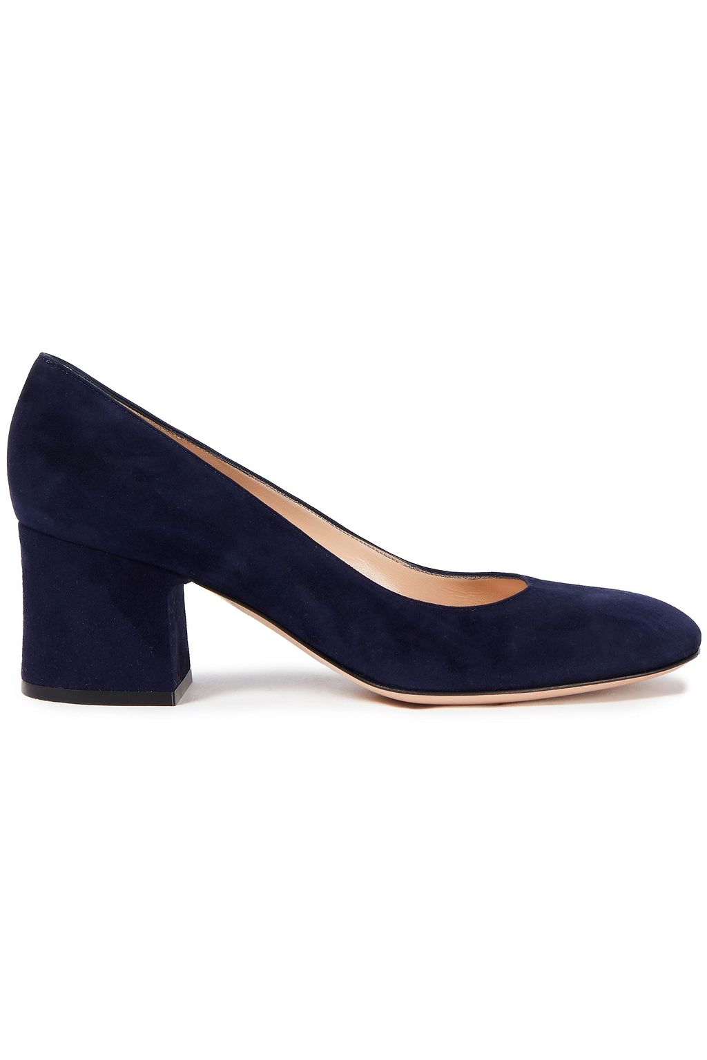 navy suede block heel pumps