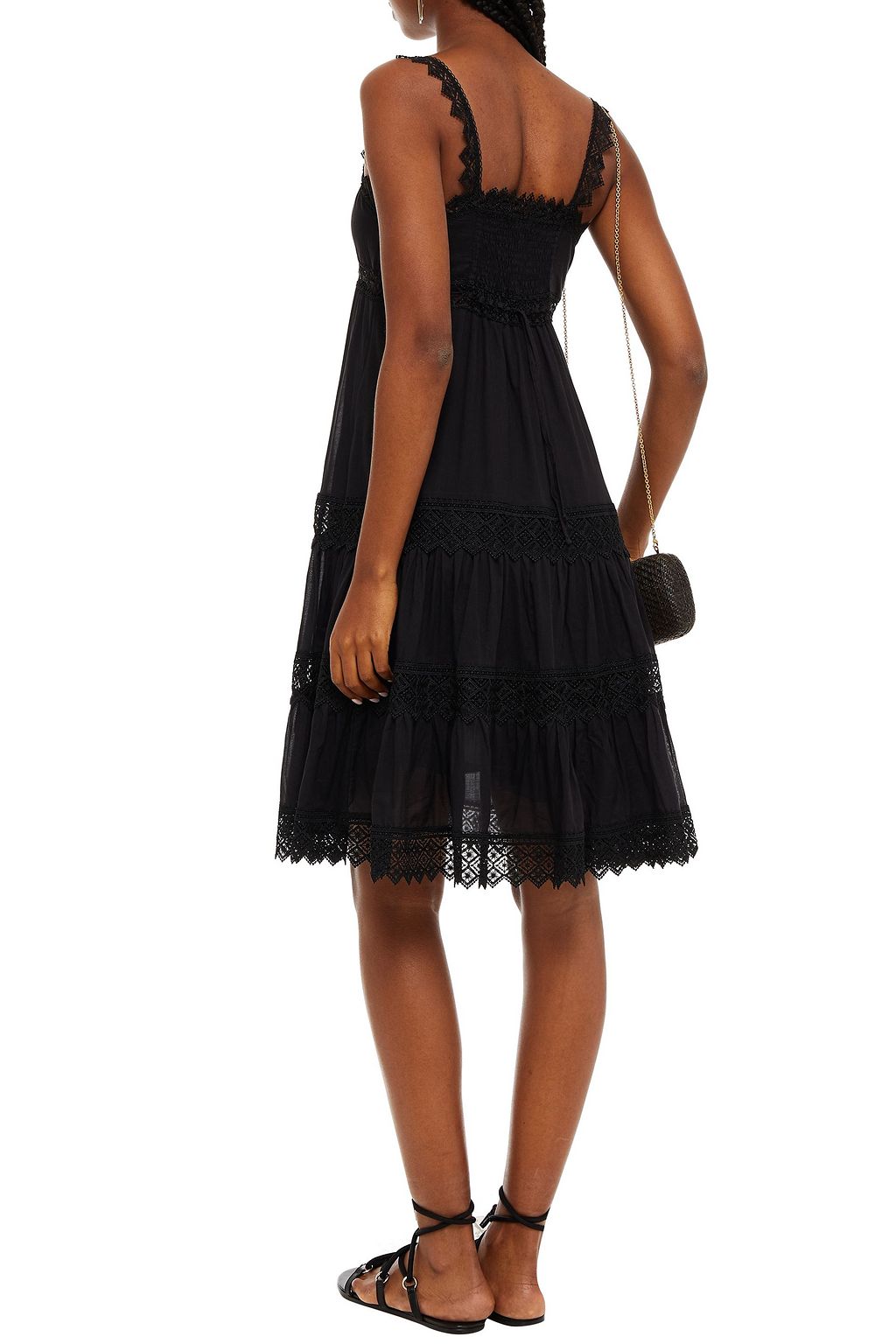CHARO RUIZ IBIZA Crocheted lace-trimmed cotton-blend voile dress
