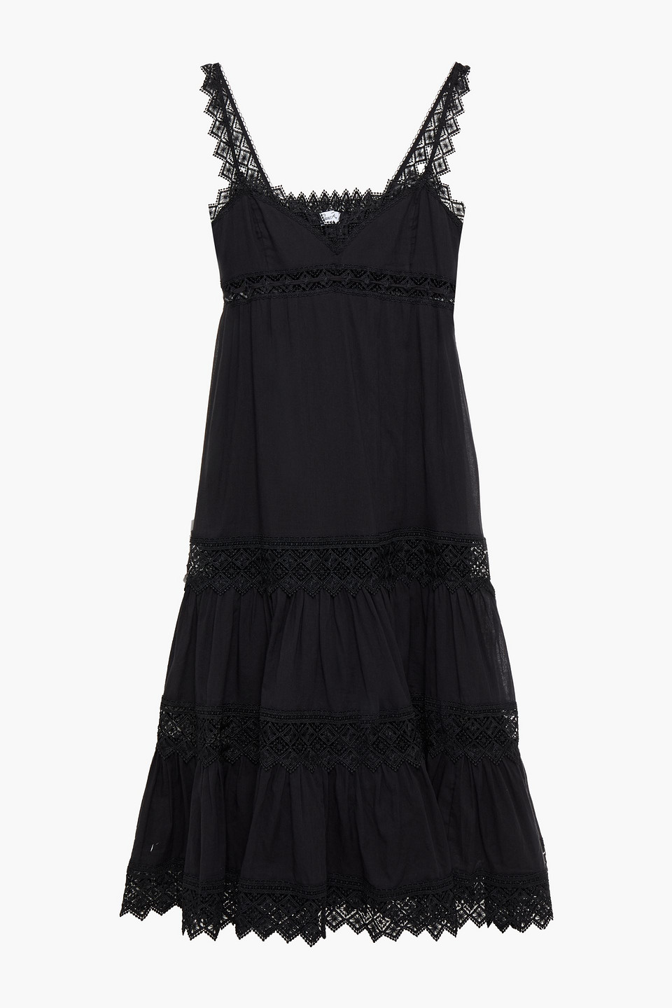 Charo Ruiz Ibiza Woman Crocheted Lace-trimmed Cotton-blend Voile Mini Dress Black Size S