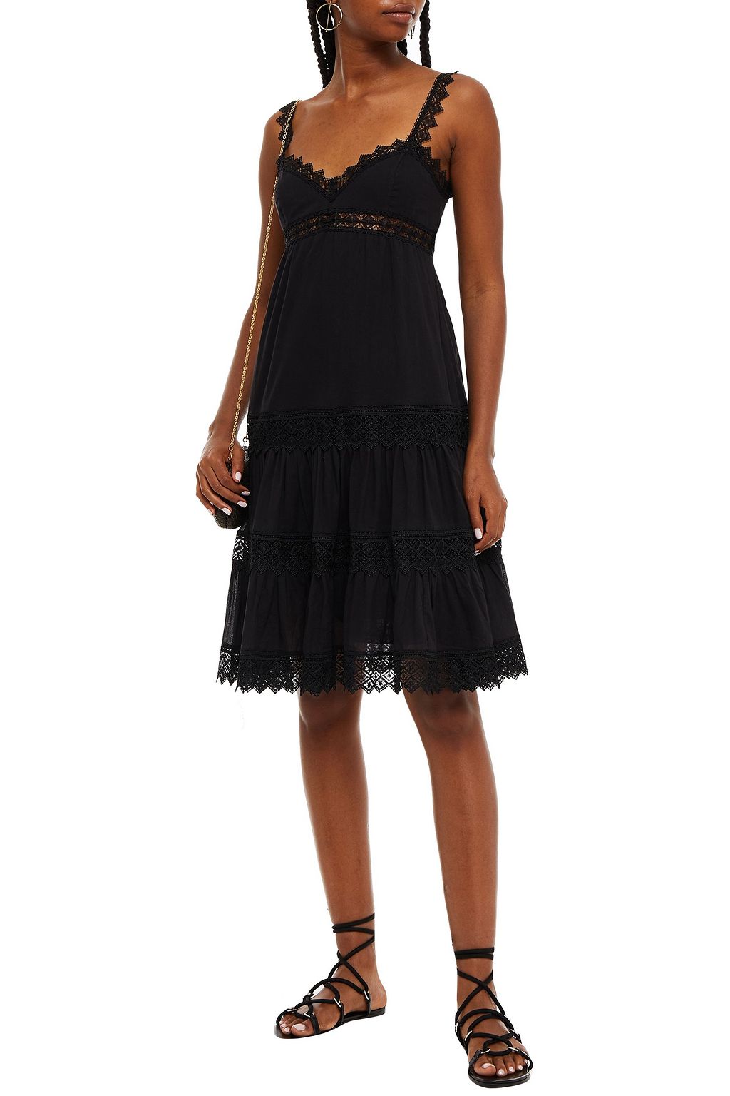 CHARO RUIZ IBIZA Crocheted lace-trimmed cotton-blend voile dress