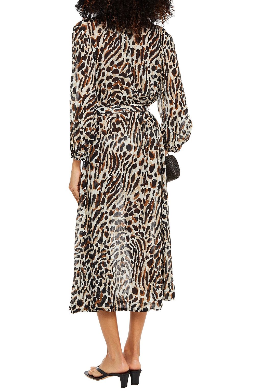 JETS AUSTRALIA BY JESSIKA ALLEN Belted leopard-print cotton and silk-blend georgette midi dress