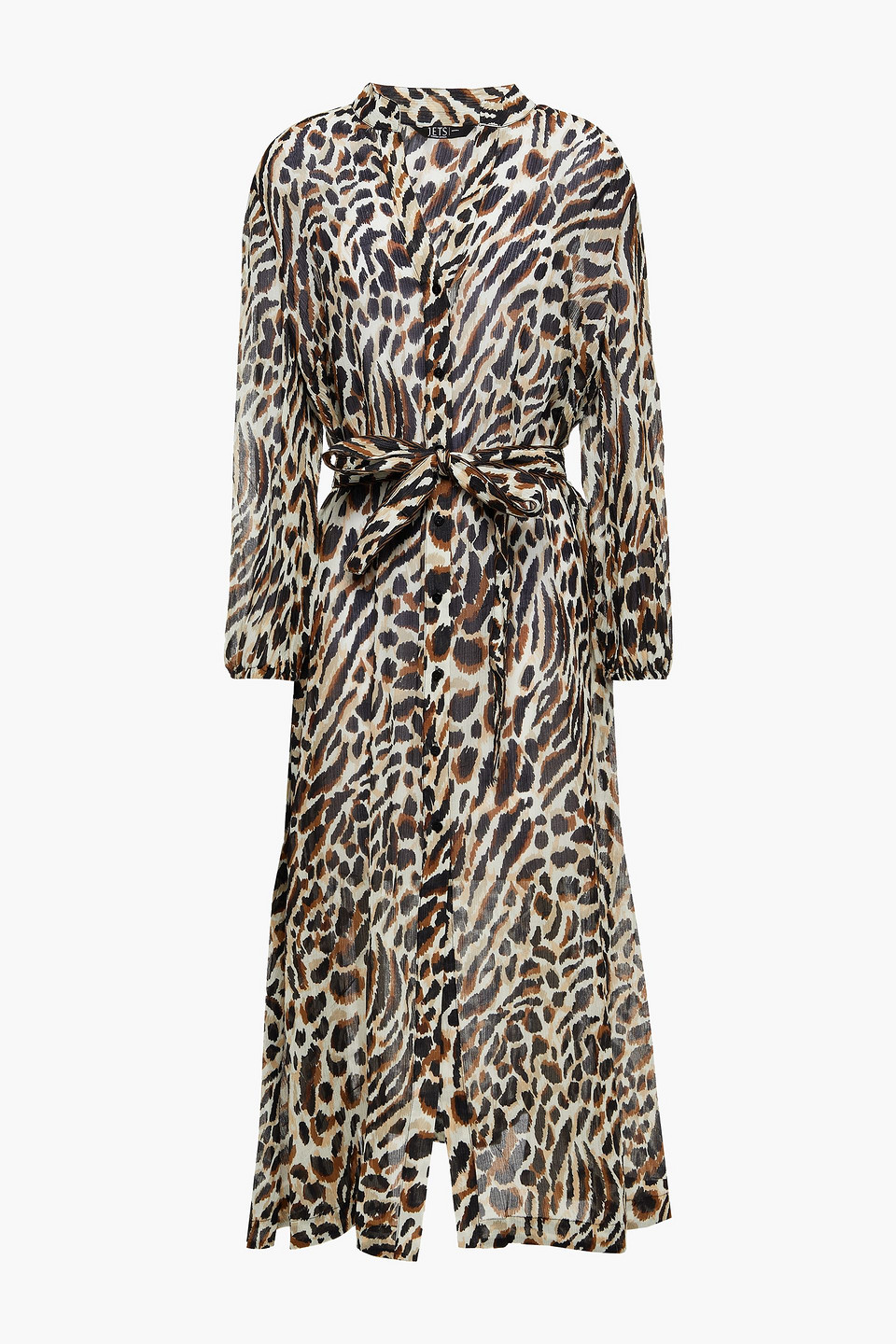 Jets Australia By Jessika Allen Woman Belted Leopard-print Cotton And Silk-blend Georgette Midi Dress Animal Print Size XS