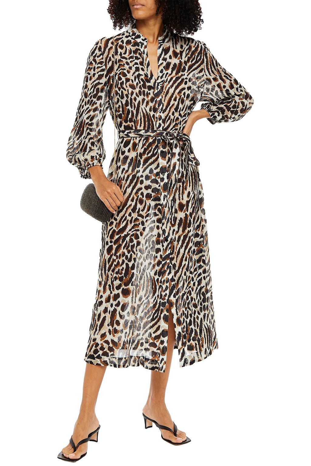 JETS AUSTRALIA BY JESSIKA ALLEN Belted leopard-print cotton and silk-blend georgette midi dress